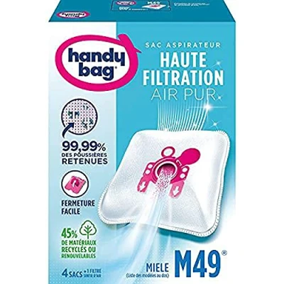 Imagen de Melitta Handy Bag M49 4 bolsas para aspiradoras Miele, Daewoo y Welstar, cierre hermético, filtro antialérgeno, de motor