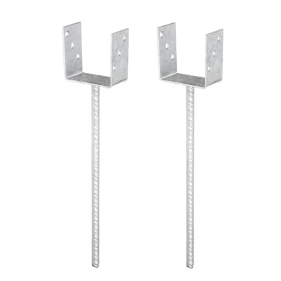 Imagen de GAH Alberts 215101 214418 Soporte para postes en U (acero estriado, galvanizado caliente, ancho interior de 101 mm, longitud anclaje 400 2 unidades)