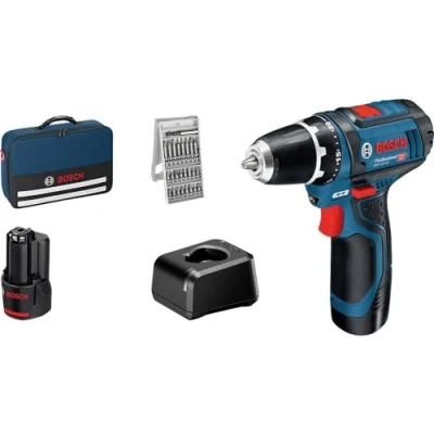 Imagen de Bosch Professional 12V System GSR 15 Atornillador a batería (30 Nm, set 25 accesorios, 2 baterías x 2.0 Ah, en maletín de lona)