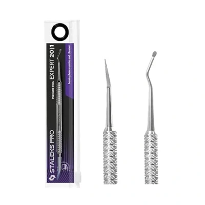Imagen de STALEKS PRO Empujador para pedicuras, cureta de dos puntas: semi esféra + pico. Expert 20/1