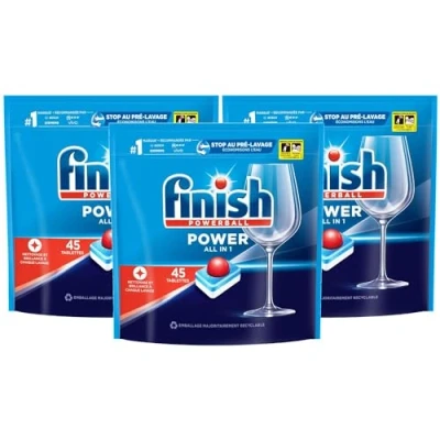 Imagen de Finish Powerball Todo en 1 Doypack lavavajillas 45 Pastilles Juego de 3