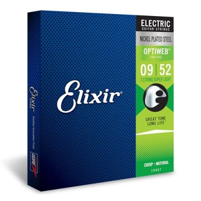 Imagen de Elixir cuerdas para guitarra eléctrica de 7 Strings con recubrimiento OPTIWEB, calibre superligero, 1 Pack, String Super Light(9 52)