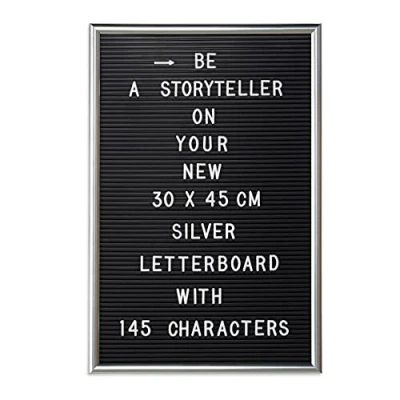 Imagen de 4 Letter Boards con Marco, Pizarra 145 Letras, Números y Símbolos, Plástico, 30x45, Plateado