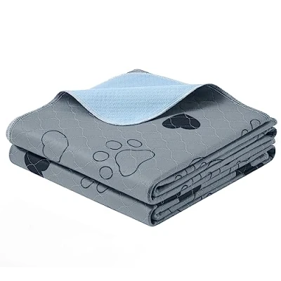 Imagen de Feandrea Alfombras Lavables para Perros, Absorbentes Reutilizables, 183 x cm, Juego de 2, XXL, Impermeables, Antideslizantes, Alta Absorbencia, Gatos, Conejos, Gris PTD072G01