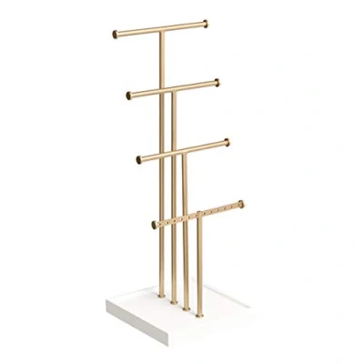 Imagen de Amazon Basics Joyero de cuatro pisos con forma árbol, blanco/latón Irregular