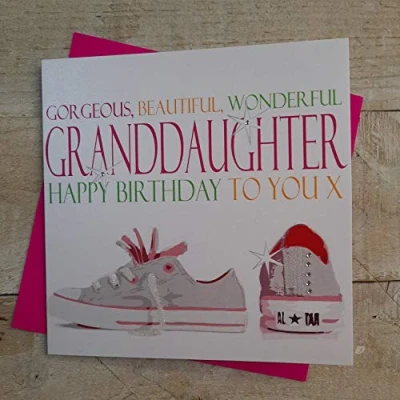Imagen de WHITE COTTON CARDS N92 Neon Range Gorgeous, Hermoso, Maravilloso Nieta Happy Birthday To You Tarjeta de felicitación cumpleaños con Texto