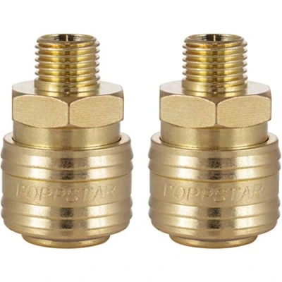 Imagen de Poppstar Conectores rapidos aire comprimido, diámetro nominal 7,2 mm con rosca exterior (macho) de 1/4 pulgada para conexión comprimido. 2pzas