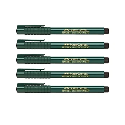 Imagen de Faber Castell 205003 Finepen 151199 Bolígrafo de fibra (0,4 mm, 5 unidades), color negro