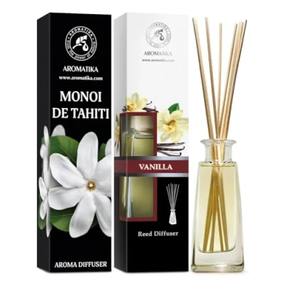 Imagen de Difusor Aromas de Monoi Tahiti &amp; Vainilla Set 2x100ml Difusores Aromáticos Fragancias Ambiente Intensas y Duraderas Perfumado Fragancia para Habitación Aromaterapia