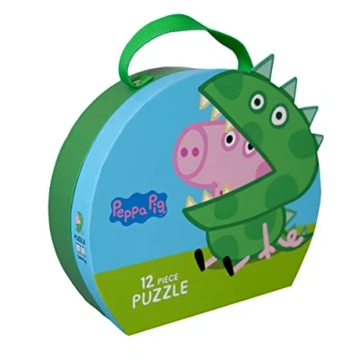 Imagen de Barbo Toys Puzle de Maletas Peppa Pig Dinosaurio George Rompecabezas 12 Piezas para niños a Partir 3 años Puzzle en Maleta con Disfrazado Oficial