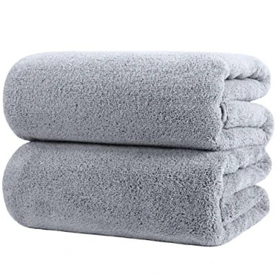 Imagen de Polyte Toalla de baño Microfibra antipelusa Secado rápido Premium 88,9 x 177,8 cm Pack 2 (Gris)