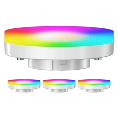 Imagen de ledscom.de 4 piezas GX53 bombillas LED RGB, blanco cálido frío (2900 6100 K), 6,6 W, 670lm, 107, Smart Home, WLAN, Alexa, mate