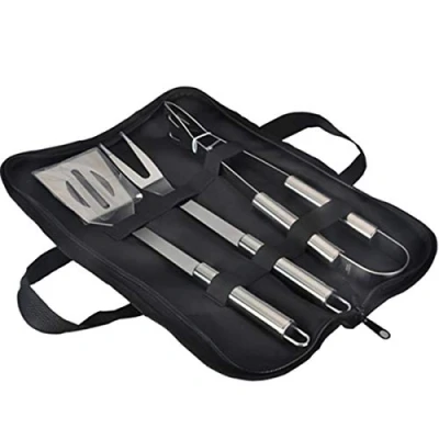 Imagen de GQC 3 Piezas Set Barbacoa Utensilios Parrilla Acero Inoxidable con maletin Barbacoa, Completo Regalos Navidad Kit Accesorios