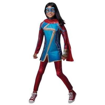 Imagen de Rubies Disfraz Ms Marvel Classic para niñas, Top con detalles impresos, pantalón, antifaz y bufanda, Oficial Halloween, Carnaval, Navidad cumpleaños., 301466 L