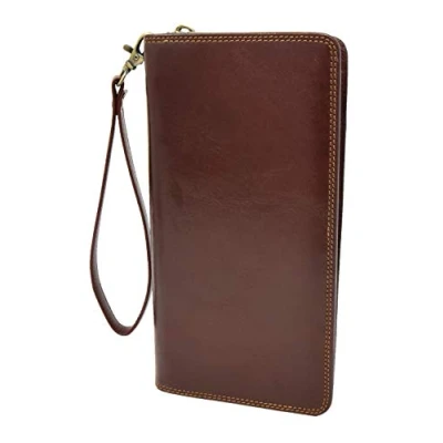 Imagen de AVM10 Cartera de Viaje Piel Italiana para Documentos Identidad, pases embarque, Color Negro y marrón Large