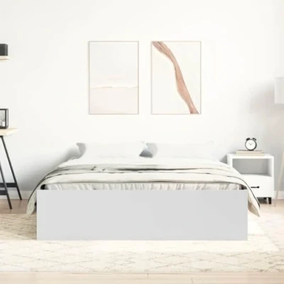 Imagen de vidaXL Estructura de Cama, Somier con Almacenaje, Armazón Marco Cama Invitados, Mueble para Dormitorio Hogar, Blanca 120X200 cm