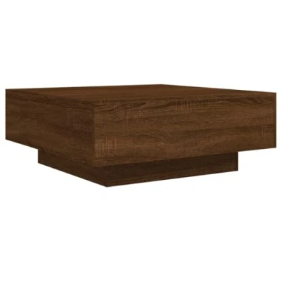 Imagen de vidaXL Mesa de Centro con Luces LED Roble marrón 80x80x31 cm