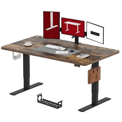 Imagen de SANODESK FQ1 180x80cm Escritorio Elevable Eléctrico con Tablero, Standing Desk, Mesa para Computadora Gancho, Cerradura niños, Función de Memoria Oficina y Hogar Marrón Oscuro