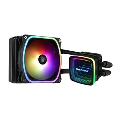 Imagen de ENERMAX AQUAFUSION ADV Refrigeración Líquida CPU AIO 120, Alto Rendimiento Espejo Infinito Intel LGA1700/AMD AM5 Compatible con 300W + TDP (1* SquA RGB 120 PWM) ELC AQFA120 SQA, Negro