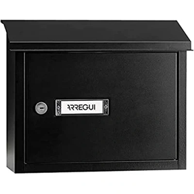Imagen de ARREGUI V4074 Buzón Recogecartas Maxi de Acero Para Puertas o Verjas en el Interior, Boca 33x4 cm, Tamaño M (Correo DIN A4 y Revista), Resistente a la Intemperie, Negro Texturado