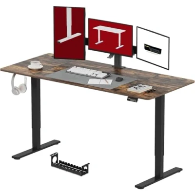 Imagen de SANODESK 180 x 80 cm Escritorio Elevable Eléctrico con Tablero Regulable en Altura Telescópico Bidireccional Control de Memoria y Tecnología Anticolisión (Marrón)