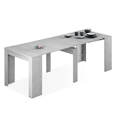 Imagen de Habitdesign, Mesa de Comedor Consola, Extensible, para Salon recibidor o Cocina, Acabado en Gris Cemento, Medidas: 50/235 cm (Largo) x 90 (Ancho) 78 (Alto)