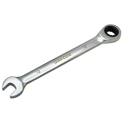 Imagen de DAKCOS Llave combinada de carraca 12mm fija con trinquete en Cr V acabado cromado mate