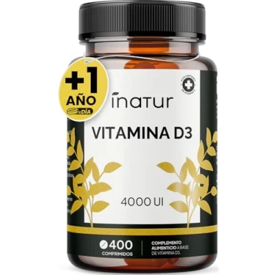 Imagen de Vitamina D3 4000 UI 400 Comprimidos (Suministro para +1 Año) Apoya Sistema Inmunológico, Huesos y Salud General Colecalciferol de Alta Potencia, Vegano, Sin Lactosa, OGM