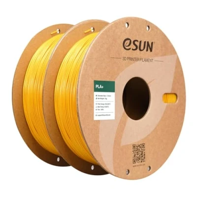 Imagen de eSUN Filamento PLA+ 1.75mm, Mejorado Tenacidad Impresora 3D PLA Plus, Precisión Dimensional +/ 0.03mm, 1KG por Carrete, 2 Carretes para Impresoras, Amarillo y
