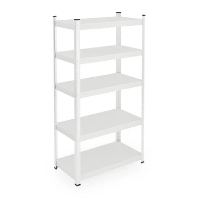 Imagen de Relaxdays scaffalatura bianca in metallo pesante scaffale acciaio, hlp 150 x 75 30 cm, con 5 ripiani ad alta portata 875 kg, per garage e cantina