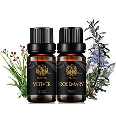 Imagen de Aromaterapia romero aceite esencial set para difusor, 2x10ml 100% Pure vetiver aceites esenciales Kit Humidifier romero, esenciales, puro Kit,