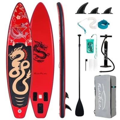 Imagen de FEATH R LITE Tabla de Surf Hinchable Stand Up Paddling Sup Board con Remo Ajustable/Bomba/Mochila/Correa/Bolsa Impermeable