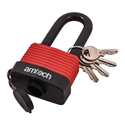 Imagen de Am Tech Candado de grillete Largo Resistente a la Intemperie t0765 50 mm 1 Rojo