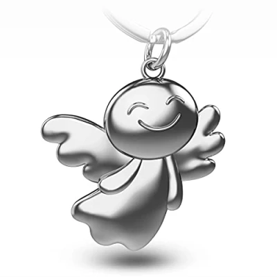 Imagen de FABACH Llavero de ángel la guarda Fly Alegre colgante metal Amuleto suerte celestial coche conducción cuidadosa, plata, talla única,