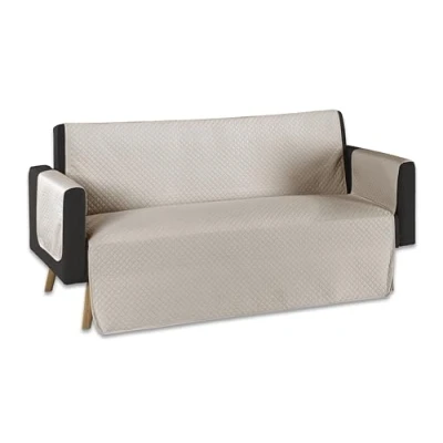 Imagen de Donegal Collections Funda Sofa 3 Plazas Cubre Acolchada Protector de Gatos Arañazo Perros y Mascotas Beige
