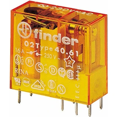 Imagen de Finder 40.61.8.230.0000 Relé enchufable/de circuito impreso, 230 V AC, 1 W, 16 A, unidad 2 Stück Steck /Printrelais