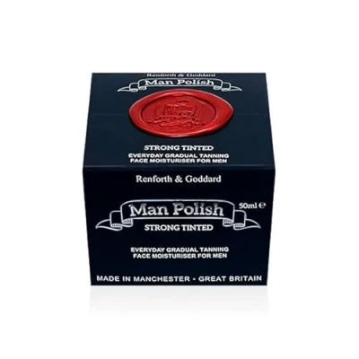 Imagen de Man Polish Strong Tinted Crema hidratante facial autobronceadora gradual premium para hombres, 50 ml