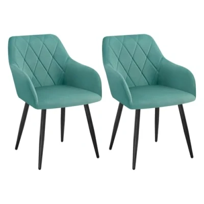 Imagen de WOLTU Sillas con Reposabrazos, Tapizadas Respaldos, Nordicas para Comedor, Salón, Dormitorio, Cocina, Pasillo, Turquesa, Terciopelo, Patas de Metal, BH352ts 2