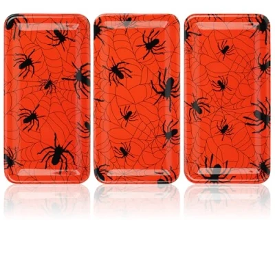 Imagen de com four® 3X Platos de plástico Halloween Decorativos Reutilizables con diseño araña Aptos para Alimentos Servir Lavables (3 Piezas araña)
