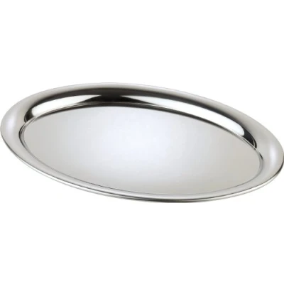 Imagen de APS bandeja de servicio Kaffeehaus, clásica cafetería vienesa, acero inoxidable, muy pulida, ovalada, borde enrollado, 19 x 15 cm, 1 cm altura