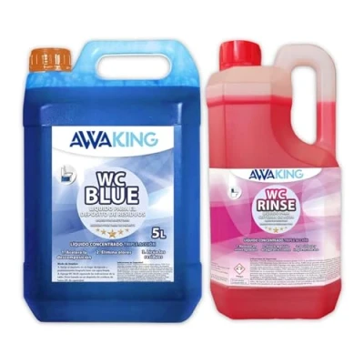 Imagen de Liquido WC Quimico Caravana Blue 5L + Rinse 2L,Liquido Autocaravanas Aditivo Aguas Negras Concentrado Taza Cisterna,Caravanas,Depósito Residuos Autocaravanas,Sanitary Fluid,Líquido Potty