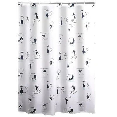 Imagen de RIDDER 1 Stück Cortina de Ducha Textil, Tela, Blanco y Negro, 200 x 180 0,02 cm