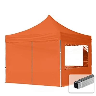 Imagen de TOOLPORT Carpa Plegable Pabellón 3x3m 2 Partes Laterales ALU PES300 Party Techo 100% Naranja