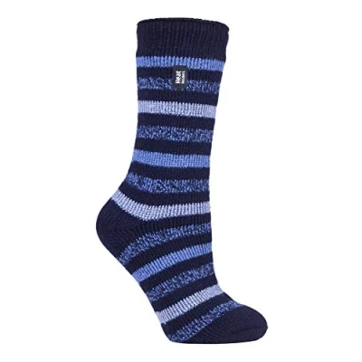 Imagen de HEAT HOLDERS Mujer Colores Rayas Fantasia Calcetines Termicos Gordos para Invierno (37 42 EU, Armada Rosebud)