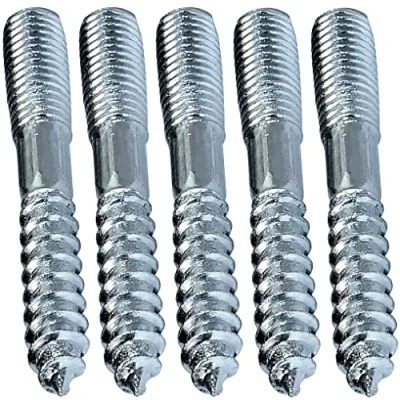 Imagen de AERZETIX C44779 Juego de 5 Tornillo doble rosca espárrago punta atornillar metal/madera con o sin taco Ø8x60mm acero galvanizado color plata