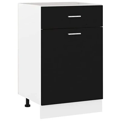 Imagen de vidaXL Armario de Cocina Muebles Mobiliario Duradero Mesa Trabajo Almacenamiento Cuencos Platos Alacena Madera Ingeniería Negro 40x46x81,5 cm