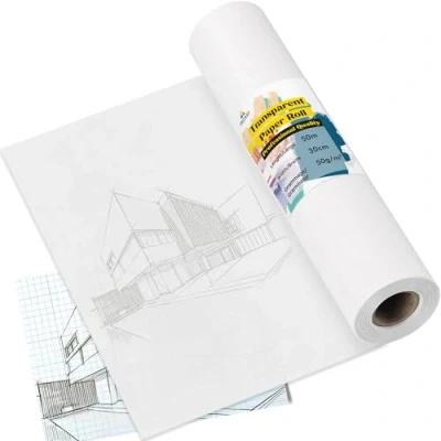 Imagen de Tritart Papel Vegetal Rollo de Calco 50 g/m² Cebolla Transparente 30 cm x m para Calcar Bocetos Sketching Manualidades Calcos DIY
