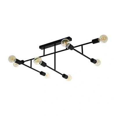 Imagen de Eglo 98035 iluminación de techo Negro E27 40 W, Lámpara, Negro, Salón, Rectángulo, Cepillado, Acero, 8 bombilla, s