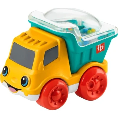 Imagen de Fisher Price Juguete para bebé Poppity Pop Dump Truck Push Along Vehículo con actividades motoras finas bebés a partir de 6 meses