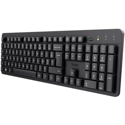 Imagen de Trust ODY II Teclado inalámbrico silencioso AZERTY francés, Teclas Planas flotantes, Resistente a Salpicaduras, Receptor USB RF 2.4GHz, para PC, Ordenador portátil, Mac Negro